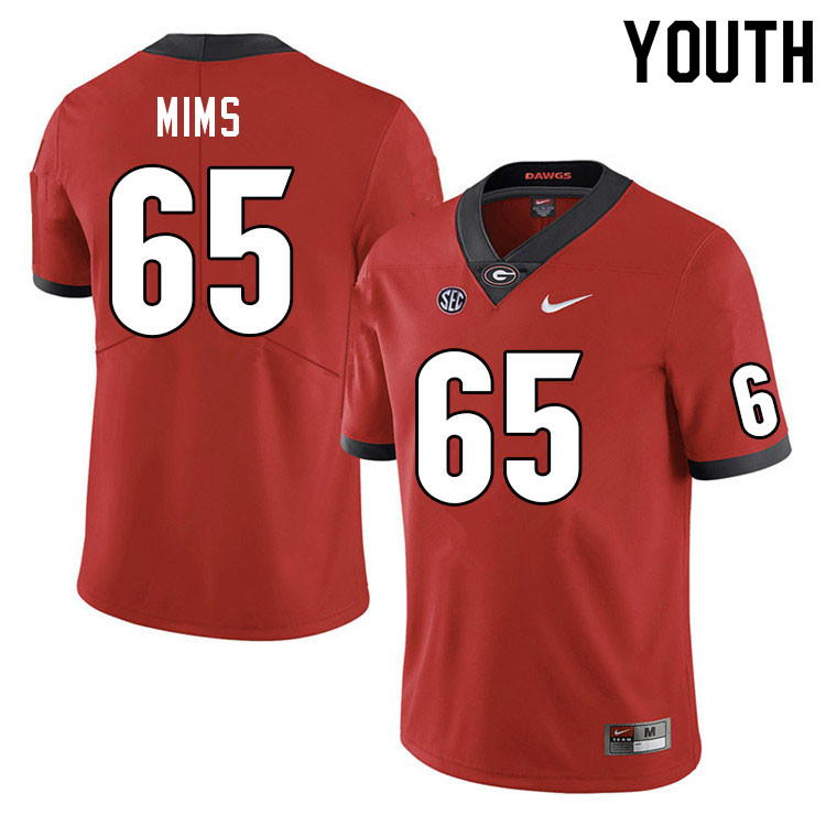 Youth #65 Amarius Mims Georgia Bulldogs College Football Jerseys Sale-Red